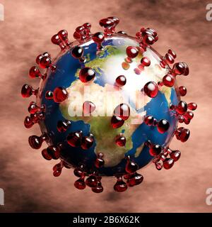 Illustrazione artistica 3D del coronavirus Foto Stock