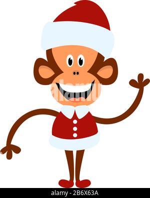Scimmia in rosso, illustrazione, vettore su sfondo bianco. Illustrazione Vettoriale
