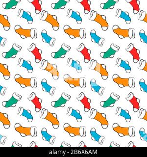 Calze multicolore, illustrazione vettore su sfondo bianco. Illustrazione Vettoriale