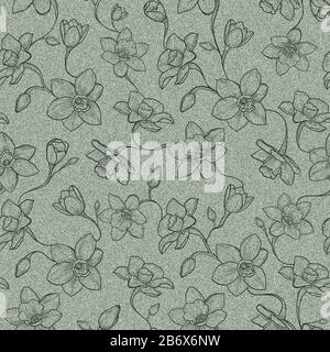 Motivo floreale Narcissus. Design senza cuciture Foto Stock