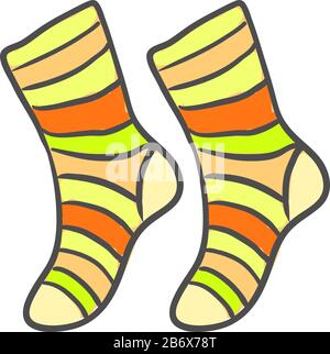 Calze multicolore, illustrazione vettore su sfondo bianco. Illustrazione Vettoriale