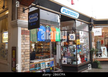 Spillers Record Shop, il negozio di dischi più antico del mondo, Morgan Arcade, Cardiff, Galles, Regno Unito Foto Stock