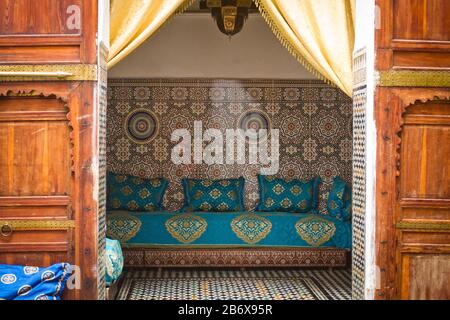 Interno di una casa a Fes, Marocco Foto Stock