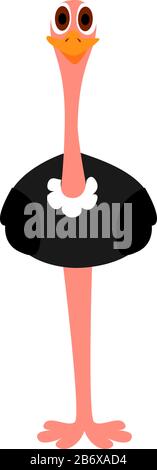 Struzzo sorridente, illustrazione, vettore su sfondo bianco. Illustrazione Vettoriale