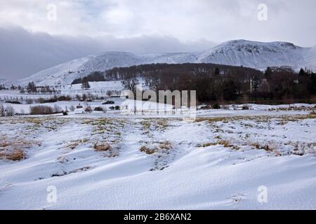 Pentlands, Midlothian, Scozia, Regno Unito. 12th Mar 2020. Una discreta quantità di neve è caduta nella regione del Pentland durante la notte, appena alla periferia di Edimburgo, facendo scene da cartolina. Temperatura di 2 gradi centigradi Foto Stock