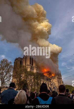 Cattedrale di Notre-Dame fuoco Foto Stock