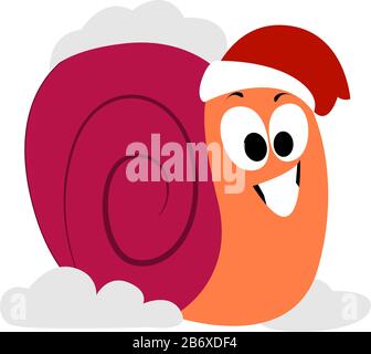 Lumaca nella neve, illustrazione, vettore su sfondo bianco. Illustrazione Vettoriale