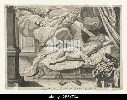 Giove en Semele Metamorfosen van Ovidio (serietitel) Giove discende sul letto di Semele e la uccide con i suoi bulloni. Dietro di lui l'aquila, il suo symbool. Produttore : stampmaker: Crispijn of Passe (II) (attribuito a) editore: Crispijn of Passe (i) (attribuito a) Data: CA. 1636 - 1670 caratteristiche Fisiche: Engra; prova con aggiunte in inchiostro grigio in vista Semele e mano Giove Materiale: Carta Tecnica: Engra (processo di stampa) dimensioni: H 162 mm × W 223 mmToelichtingDe ambiziosa serie di design tra cui Jacob Pynas, Roeland Savery Pieter Cloudumet, Rubens e Rembrandt mai co Foto Stock