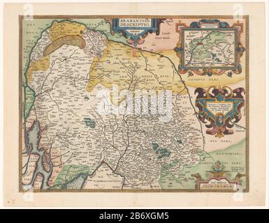 Kaart van Brabantiae descriptizio (titel op Object) Mappa Brabant. Sopra, nel mezzo, il titolo cartouche. Giusto una scommessa con una mappa della gloria Mechelen. Sotto è un cartouche con dedizione. A destra un cartouche con scala bar: 5 Scala Milliarior. Con testo latino su verso. Produttore : printmaker: Editore anonimo: Officina Plantinianaopgedragen di Abraham Ortelius (proprietà in elenco) assegnato a: Adriano Marsselarius (proprietà in elenco) fornitore di privilegi: Matthias d'Austria (imperatore romano-tedesco) (edificio in elenco ) Fabbricazione Locale: Anversa Data: 1592 caratteristiche Fisiche: IT Foto Stock