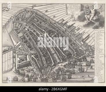 Kaart van Amsterdam in vogelvlucht, anno 1544 Afbeeldinge der stadt Amsterdam () (titel op Object) Mappa di Amsterdam in breve (orientamento sud-ovest sopra) dall'anno 1544 con molte navi. In alto a destra c'è Nettuno su una nube con il suo braccio attorno al braccio Amsterdam. Produttore : printmaker: Joost van Sassen (proprietà in elenco) a dipingere di Cornelis Anthonisz. (Edificio elencato) editore John Sept Wheels (i) (edificio elencato) Luogo di produzione: Amsterdam Data: 1544 e / o 1729 caratteristiche Fisiche: Materiale per auto: Carta Tecnica: Engra (processo di stampa) dimensioni: Bordo della lastra: H 275 mm × W 35 Foto Stock