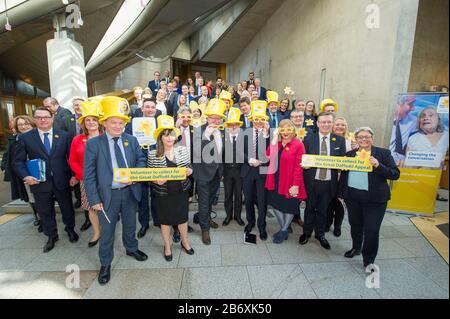 Edimburgo, Regno Unito. 12th Mar, 2020. Nella foto: Foto chiamata per Marie Curie Photo chiamata per la carità di Marie Curie, nel Parlamento scozzese. Credito: Colin Fisher/Alamy Live News Foto Stock