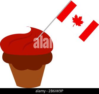 Cupcake canadese, illustrazione, vettore su sfondo bianco. Illustrazione Vettoriale