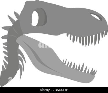 Cranio di dinosauro, illustrazione, vettore su sfondo bianco. Illustrazione Vettoriale