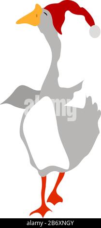 Goose con hat, illustrazione vettore su sfondo bianco. Illustrazione Vettoriale