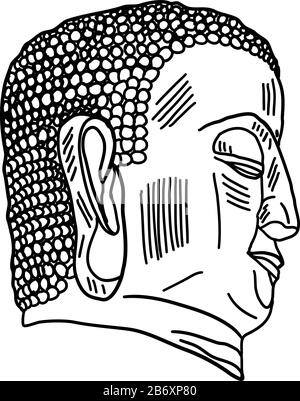 Disegno di una testa mans, illustrazione, vettore su sfondo bianco. Illustrazione Vettoriale