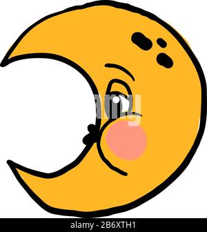 Cute luna, illustrazione, vettore su sfondo bianco. Illustrazione Vettoriale