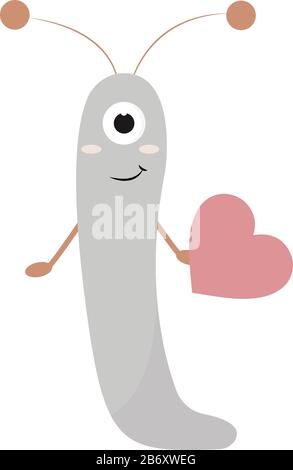 Monster con il cuore, illustrazione vettore su sfondo bianco. Illustrazione Vettoriale