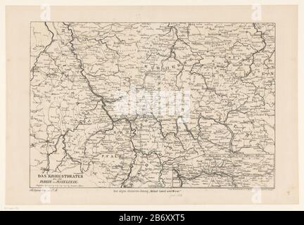 Kaart van het strijdtoneel tussen Rijn en Main, 1866 Das Kriegstheater an der Rhein & Mainlinie (titel op Object) Mappa della battaglia in Germania tra il Reno e Main. Durante la guerra austro-prussiana del 1866. In basso a sinistra 'Autographie von CB' Produttore : stampante A. Mayer (proprietà elencate) Luogo di fabbricazione: Stoccarda Data: Luglio 1866 caratteristiche Fisiche: Litografia materiale: Tecnica della carta: Litografia (tecnica) dimensioni: Foglia : h 378 mm × W 556 mmToelichtingIllustratie preso da Allgemeine Illustrierte Zeitung Luglio 1866. Oggetto: Mappe di paesi o regioni separati Uro-Prussian Wa Foto Stock