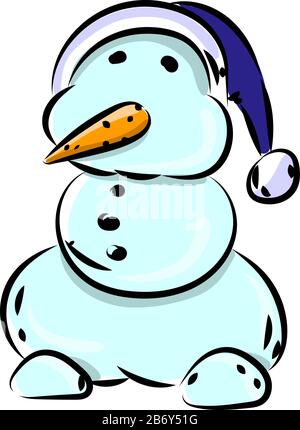 Pupazzo di neve triste, illustrazione, vettore su sfondo bianco. Illustrazione Vettoriale