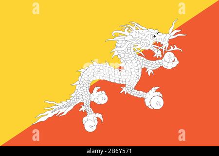 Bandiera del Bhutan - Bhutanese flag standard ratio - modalità colore RGB vero Foto Stock