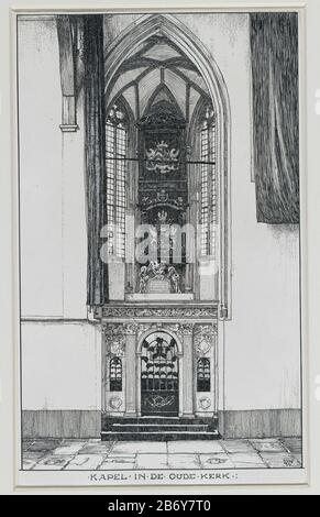 Kapel in het Interieur van de Oude Kerk te Amsterdam Kapel in het Interieur van de Oude Kerk te Amsterdam Oggetto tipo : tekening Objectnummer: RP-T-1926-101 Produttore : disegnatore: Willem WenckebachPlats fabbricazione: Amsterdam dating: 1870 - 1937 Physical kenmerken: Potlood, pen in zwart, witte dekverf Materiale: Papier dekverf inkt potlood Techniek: Pen dimensioni: H 288 mm × b 173 mm Oggetto: Nomi di città e villaggi (CON NOME)nomi di edifici storici, siti, strade, ecc. (Oude Kerk) Foto Stock