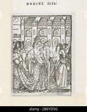 Keizerin en de Dood Dodendans (seriettel) L'imperatrice si erge insieme alla Morte al bordo di una tomba, la Morte punta alla tomba. Le Signore accompagnano l'imperatrice. Nel margine sopra la stampa è il testo Daniel IIII. Produttore : stampatore: Hans Holbein (II) sono stampatore a blocchi: Hans Lützelburger datazione: 1524-1526, e / o 1538 caratteristiche Fisiche: Legno blocco materiale: Carta Tecnica: Legno blocco dimensioni: Immagine: H 65 mm × b 50 mm i tronchi ToelichtingDe sono stati prodotti nel 1526 da Hans Lützelburg e solo nel 1538 sono stati utilizzati per la prima volta come illustrazioni di libri in Les simulachres & historiees faces d Foto Stock