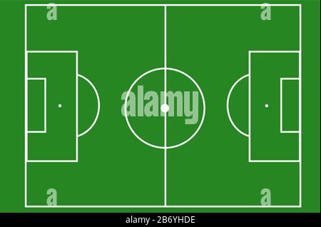 Campo da calcio, illustrazione, vettore su sfondo bianco. Illustrazione Vettoriale