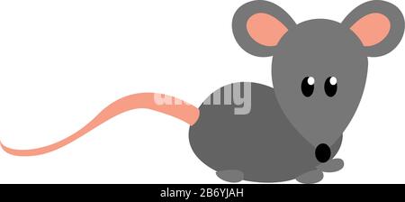 Mouse grigio, illustrazione vettore su sfondo bianco. Illustrazione Vettoriale