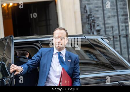 Londra, Regno Unito. 12th Mar, 2020. Matt Hancock Health Secretary Arriva A Una Riunione Cobra/Covid Al 10 Downing Street, London Credit: Ian Davidson/Alamy Live News Foto Stock