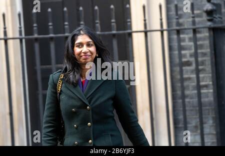 Londra, Regno Unito. 12th Mar, 2020. Suella Braverman Mp Attorney General Leaves A Cobra/Covid Meeting At 10 Downing Street, London Credit: Ian Davidson/Alamy Live News Foto Stock