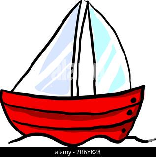 Red Boat, illustrazione vettore su sfondo bianco. Illustrazione Vettoriale