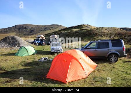 campeggio accidentato nelle highlands, costa nord 500 Foto Stock