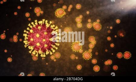 Coronavirus COVID-2019 nuovo concetto di coronavirus resposible per il focolaio di influenza asiatica e coronavirus influenza come casi di influenza pericolosa come un panino Foto Stock