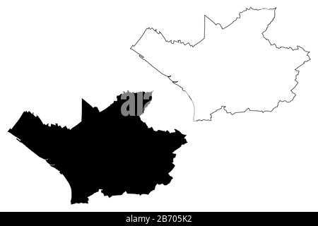 Città di Leverkusen (Repubblica federale di Germania, Renania settentrionale-Vestfalia) mappa vettore illustrazione, scribble schizzo Città di Leverkusen mappa Illustrazione Vettoriale