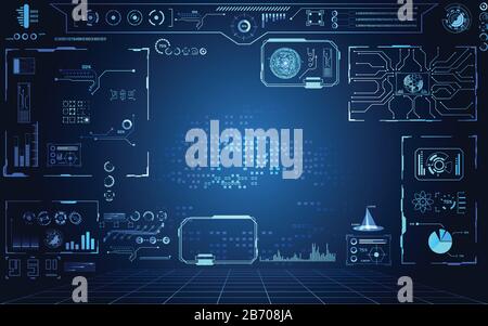 tecnologia astratta ui concetto futuristico interfaccia hud elementi ologramma di data chart digitale Illustrazione Vettoriale