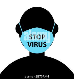 Persona astratta con maschera protettiva sul viso. Arrestare la maschera antivirus. La maschera facciale contro l'epidermide del coronavirus Foto Stock