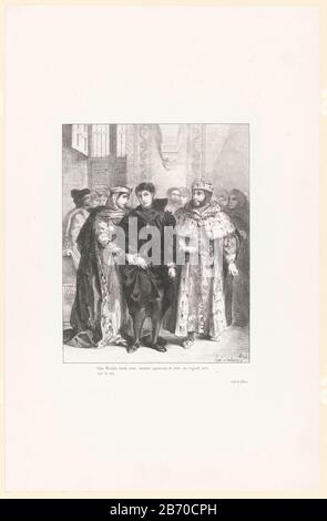 la stampa fa parte di una cartella con quattordici elementi. Produttore : stampatore Eugène Delacroix (edificio elencato) stampante: Jean-François Villain (edificio elencato) editore: Gihaut frère luogo fabbricazione: Parigi Data: 1834 Materiale: Tecnica della carta: Litografia (tecnica) dimensioni: Foglio: H 514 mm × W 332 mmToelichtingDit è il primo posto in una serie di zestien. Oggetto: Frazione Principe Di Danimarca Foto Stock