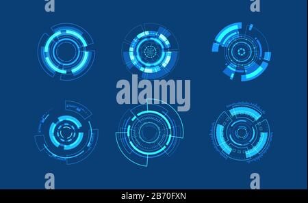 Tecnologia astratta cerchio set design.Icon traccia modificabile Illustrazione Vettoriale
