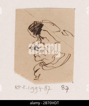 Kop van een man, in profiel naar Links Kop van een man, in profiel naar Links Object Type : tekening Objectnummer: RP-T-1994-87 Produttore : disegnatore: Johannes Tavenraat Appuntamenti: 1819 - 1881 Kenmerken Fisici: Pen in bruin Materiale: Papier inkt Techniek: Pen dimensioni: H 40 mm × b 32 mm Oggetto: caricature (tipi umani) Foto Stock