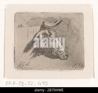 Kop van een stier Kop van een stier Object Type : prent Objectnummer: RP-P-OB-52.479Catalogusreferentie: Hippert&Linnig 5Opmerking: 1(2), 2 staten in de collectie van het Rijksmuseum Iscrizioni / Merken: Collector's mark , vero, gesteld: Lugt 2228 Produttore: Jacopel van Gaverkelin van al obel (Gaverteelis) Pieter Gaal (vermeld op object)Plats manufacture: Nederland Dating: 1851 Physical kenmerken: ETS Materiale: Papier Techniek: Etsen dimensioni: Plaatand: H 48 mm × b 53 mm Oggetto: Bull Foto Stock