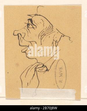 Kop Kop Object Type : tekening Objectnummer: RP-T-2000-373(V) Iscrizioni / Merken: Collector's mark , rechtsonder, gestempeld: Lugt 2228 fabbricante : disegnatore: Johannes Tavenraat dating: 1840 - 1880 Physical kenmerken: Pen in bruin Materiale: Papier inkt Techniek: Pen dimensioni: H 62 mm × b 51 mm (Soggetto umano) Tipi di caricature: Foto Stock