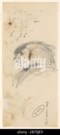 Kop Kop Object Type : tekening Objectnummer: RP-T-2000-427(V) Iscrizioni / Merken: Collector's mark , onderaan, gestempeld: Lugt 2228 fabbricante : disegnatore: Johannes Davenraat dating: 1840 - 1880 Physical kenmerken: Potlood Materiale: Papier potlood dimensioni: H 160 mm × b 70 mm Oggetto: Caricature (tipi umani) Foto Stock