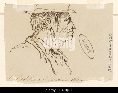 Kop Kop Object Type : tekening Objectnummer: RP-T-2000-423(V) Iscrizioni / Merken: Collector's mark , middenrechts, gestempeld: Lugt 2228 fabbricante : disegnatore: Johannes Davenraat dating: 1840 - 1880 Physical kenmerken: Pen in bruin Material: Papier inkt Techniek: Pen dimensioni: H 59 mm × 80 mm (soggetto umano) (tipi di caricature:) Foto Stock