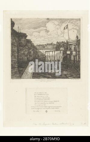 Il bagno d'acqua fredda Chevrier si trovava sul lato nord-ovest del Pont-Neuf a Parigi. Sullo sfondo, al centro si trova la statua equestre di Enrico IV. In primo piano sono uomini al lavoro. Con un etsplaatje Meryon separato ha lasciato una poesia pressioni sotto mostra: EH oui! Voila la LOI ... Supreme BAIN FROID. Produttore : stampatore Charles Meryon (edificio elencato) nel suo disegno: Charles Meryondrukker P. Pierron (proprietà elencata) Luogo di fabbricazione: Parigi Data: 1864 Caratteristiche Fisiche: Incisione e materiale a secco : carta Tecnica: Incisione / misure del punto di essiccazione: Bordo della piastra: H 130 mm (rappresentati Foto Stock