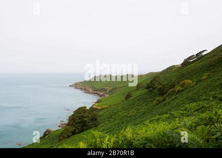 Vista del faro di Start Point durante il giorno d'estate a Devon, South England Foto Stock