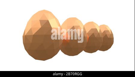 pasqua basso poligonale uova d'oro quattro rendering di illustrazione 3d Foto Stock