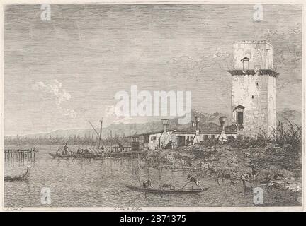 La Torre di Malghera Gezichten op bestaande en verzonnen plaatsen (seriettel) Vedute altre prese da i Luoghi altre ideate da Antonio Canal (seriettel) Landschap bij Venetië met een kleine haven met vissers in roeiboten. Rechts de Torre di Malghera. Produttore : Pentmaker: Canaletto (vermeld op object)naar eigen ontwerp van: Canalettooppogragen aan: Joseph SmithPlats fabbricante: × Dating: 1707 - 1768 Kenmerken Fisico: ETS Materiale: Papier Techniek: Etsen dimensioni: Plaatrand: H 299 mm Venetië b 432 mmToelichtingPruit een reuit en it en it en pagenten it. Oggetto: Landscha Foto Stock