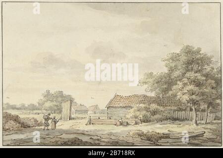 Landschap met boerderijen Landscape with farm Object type: Drawing watercolor Oggetto number: RP-T-1933-15 Produttore : disegnatore: Cornelis Acquista Data: 1756 - 1826 caratteristiche Fisiche: Acquerello, penna in marrone materiale: Carta inchiostro acquerello Tecnica: Pennello / penna dimensioni: H 139 mm × W 212 mm Foto Stock