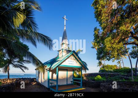 USA, Hawaii, Big Island, Kona, St Peter's vicino alla chiesa cattolica del mare Foto Stock