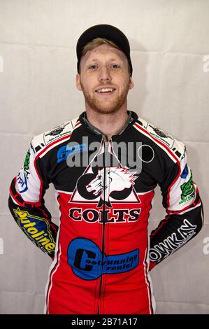 Manchester, Manchester. 12th Mar, 2020. Manchester, Inghilterra - 12 Marzo Paul Bowen Di Belle Vue Colts Durante Il Belle Vue Speedway Media Day, Al National Speedway Stadium Di Manchester, Giovedì 12 Marzo 2020. (Credit: Ian Charles | Mi News) Credit: Mi News & Sport /Alamy Live News Foto Stock